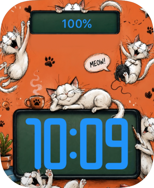 White Cat Swirl Apple Watch face - Animals