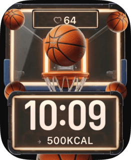 Basketball Glow watch face preview for Apple Watch