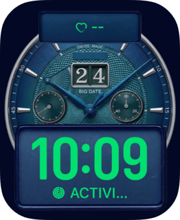 Big Date Teal watch face preview for Apple Watch