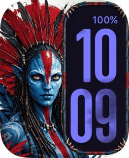 Blue Warrior Portrait watch face preview for Apple Watch