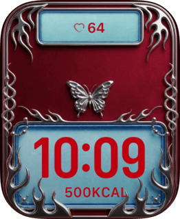 Chrome Butterfly watch face preview for Apple Watch