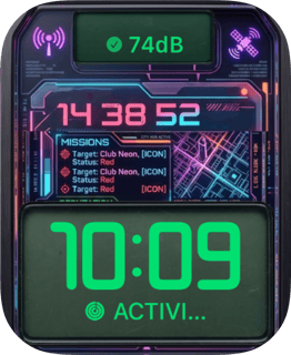 Cyberpunk Mission Grid watch face preview for Apple Watch
