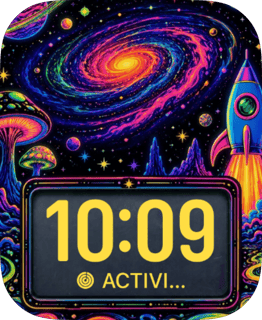Galaxy Arcade watch face preview for Apple Watch