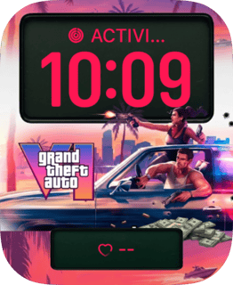 Grand Theft Auto Neon Heist watch face preview for Apple Watch