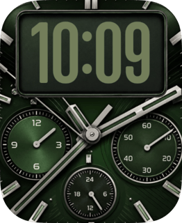Green Chrono watch face preview for Apple Watch