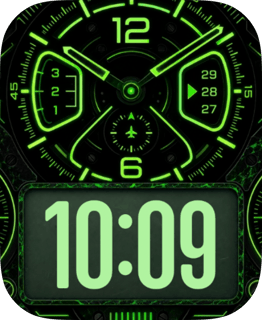 Green Circuit watch face preview for Apple Watch