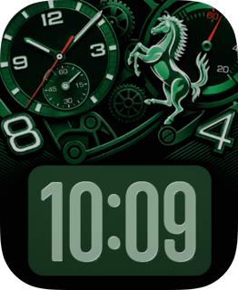 Green Stallion watch face preview for Apple Watch