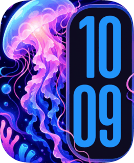 Jellyfish Neon Flow watch face preview for Apple Watch