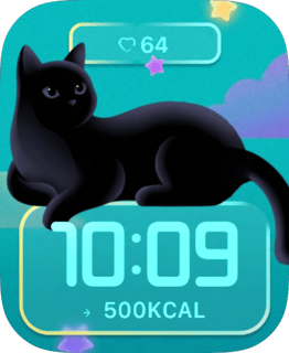 Midnight Cat watch face preview for Apple Watch