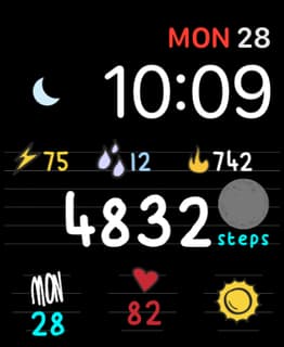 Midnight Doodle Grid watch face preview for Apple Watch