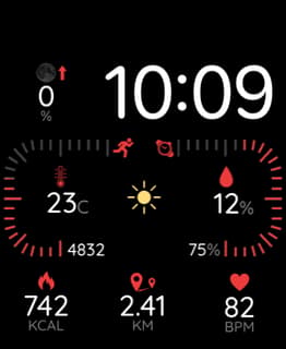 Minimal Redline watch face preview for Apple Watch