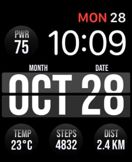 Monochrome Dateboard watch face preview for Apple Watch
