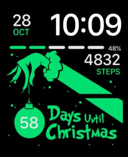 Neon Christmas Countdown watch face preview for Apple Watch