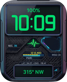 Neon Circuit Pulse watch face preview for Apple Watch