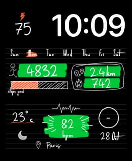 Notebook Highlight watch face preview for Apple Watch