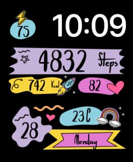 Pastel Doodle Board watch face preview for Apple Watch