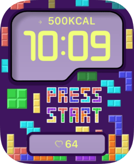 Press Start Arcade watch face preview for Apple Watch