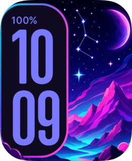 Purple Galaxy Peaks watch face preview for Apple Watch