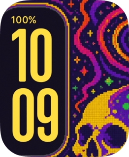 Purple Pixel Drift watch face preview for Apple Watch