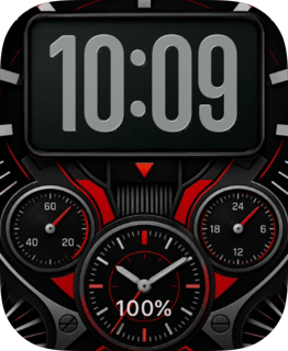 Red Gauges watch face preview for Apple Watch