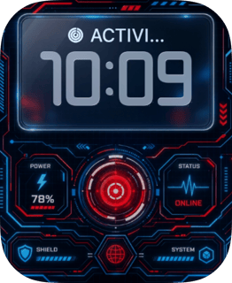 Red Reactor watch face preview for Apple Watch