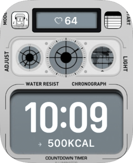 Silver Control Chronograph watch face preview for Apple Watch