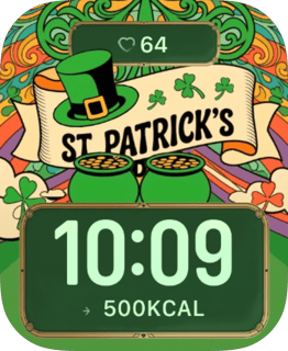 St. Patrick's Gold watch face preview for Apple Watch