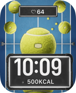 Tennis Court Bounce watch face preview for Apple Watch