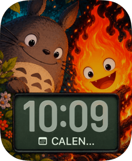 Totoro Calcifer Garden watch face preview for Apple Watch