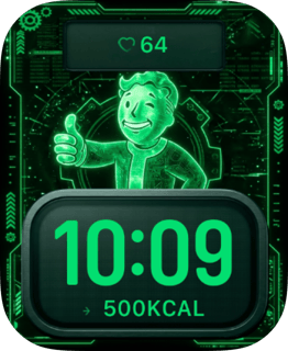 Vault Boy Neon watch face preview for Apple Watch