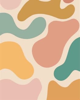 Organic abstract watch face featuring soft flowing shapes in peach, mustard, and teal with an earthy, minimalist style
