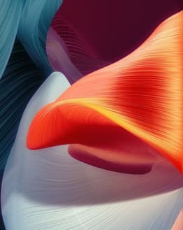 Dynamic orange and teal wave wallpaper for Apple Watch