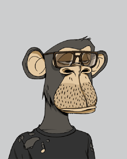 Illustration of a cool ape wearing sunglasses and a distressed black shirt, featured on a watch face.