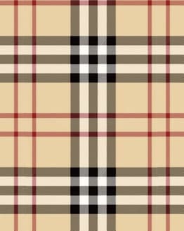 The classic Burberry beige, red, black, and white tartan pattern, featured on a watch face.