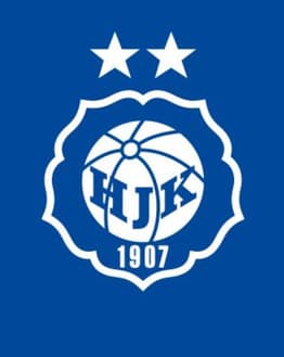 HJK Helsinki club logo with two stars and a blue background, featured on a watch face.