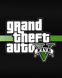 A watch face featuring the Grand Theft Auto V logo with bold white text and green accents on a dark background.