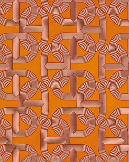 Hermès-inspired Apple Watch face featuring a bold chain-link pattern on a vibrant orange background