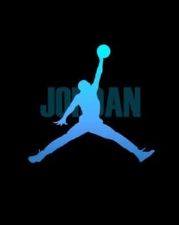 Jumpman silhouette in a blue gradient with "Jordan" text in the background, displayed on a black watch face.