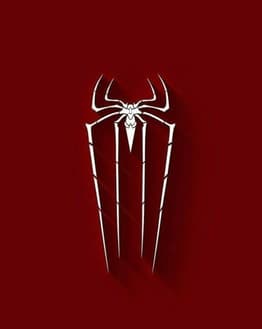 Spider Emblem watch face displaying the iconic white spider symbol on a deep red background.