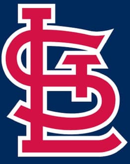 The St. Louis Cardinals interlocking "STL" logo in red and white on a navy blue background, designed for a watch face.