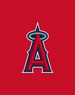 Los Angeles Angels watch face featuring the team’s iconic "A" logo with a halo on a bold red background.