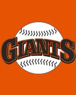 San Francisco Giants watch face displaying the team’s iconic logo over a baseball design on a bold orange background.