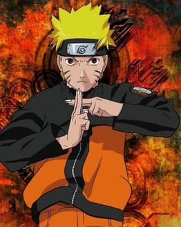 Illustration of a powerful ninja warrior in a battle stance, set against a fiery background with intricate symbols, featured on a watch face.