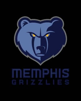 Memphis Grizzlies logo with a fierce bear face in blue and navy, displayed on a watch face.