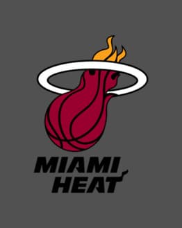 Miami Heat logo with a flaming basketball going through a hoop, displayed on a watch face.