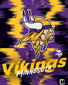 Minnesota Vikings watch face featuring the team’s Viking logo on a textured purple and gold background.
