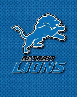 Detroit Lions watch face featuring the team’s roaring lion logo on a textured blue background with bold typography.