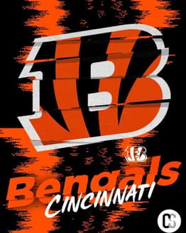 Cincinnati Bengals watch face featuring the team's "B" logo on a black and orange patterned background.