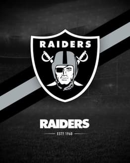 Las Vegas Raiders watch face featuring the team’s pirate shield logo with crossed swords on a black and silver background.