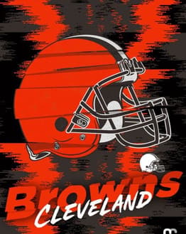 Cleveland Browns helmet with a bold orange and black background, featured on a watch face.